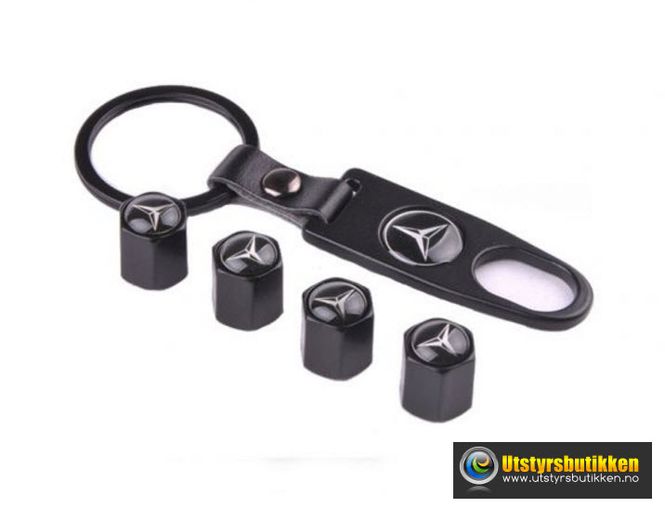 Hovedbilde Ventilhetter Mercedes - 4 pk med nøkkel sort